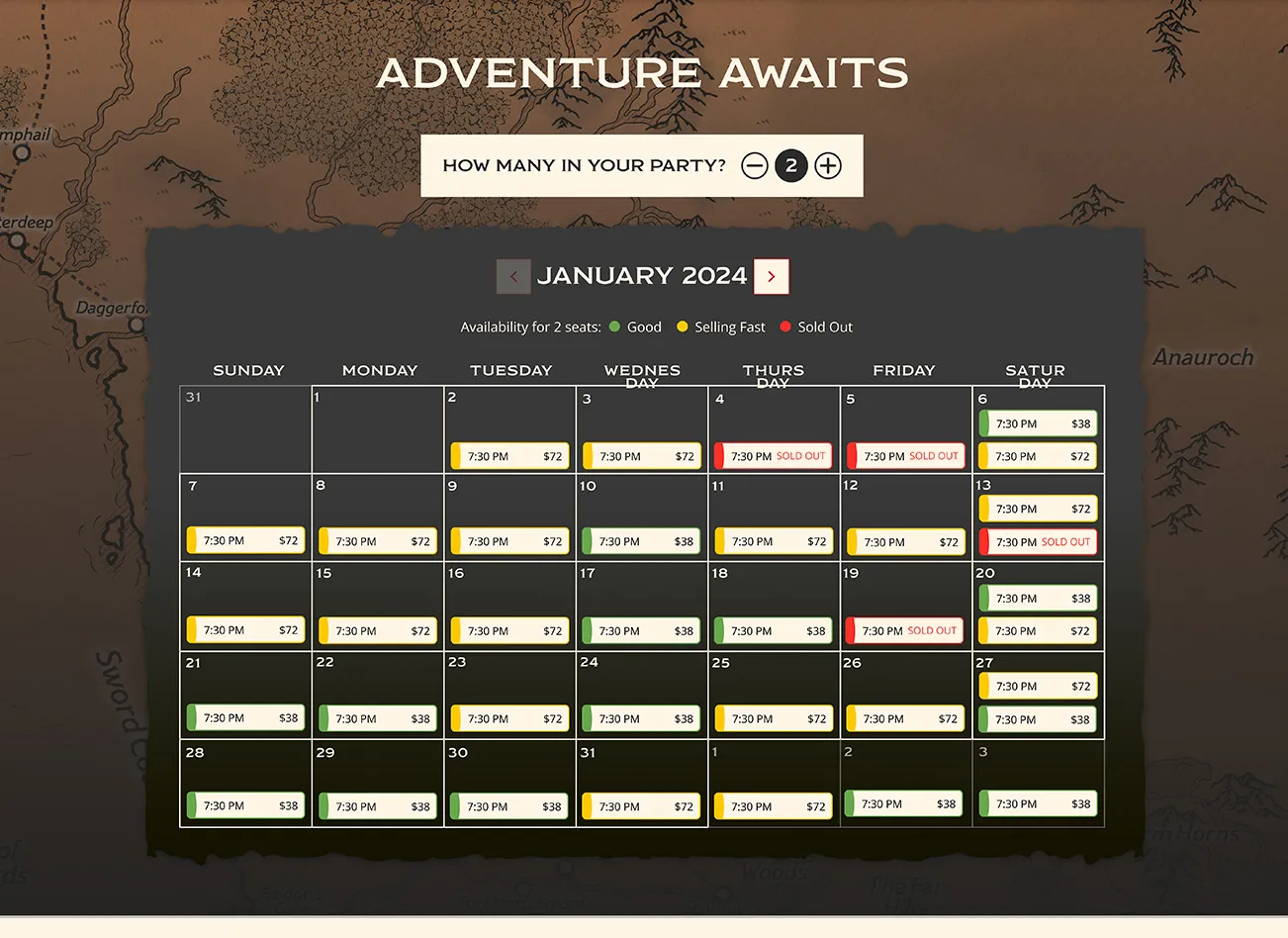Twenty Sided Tavern TickX Booking Flow
