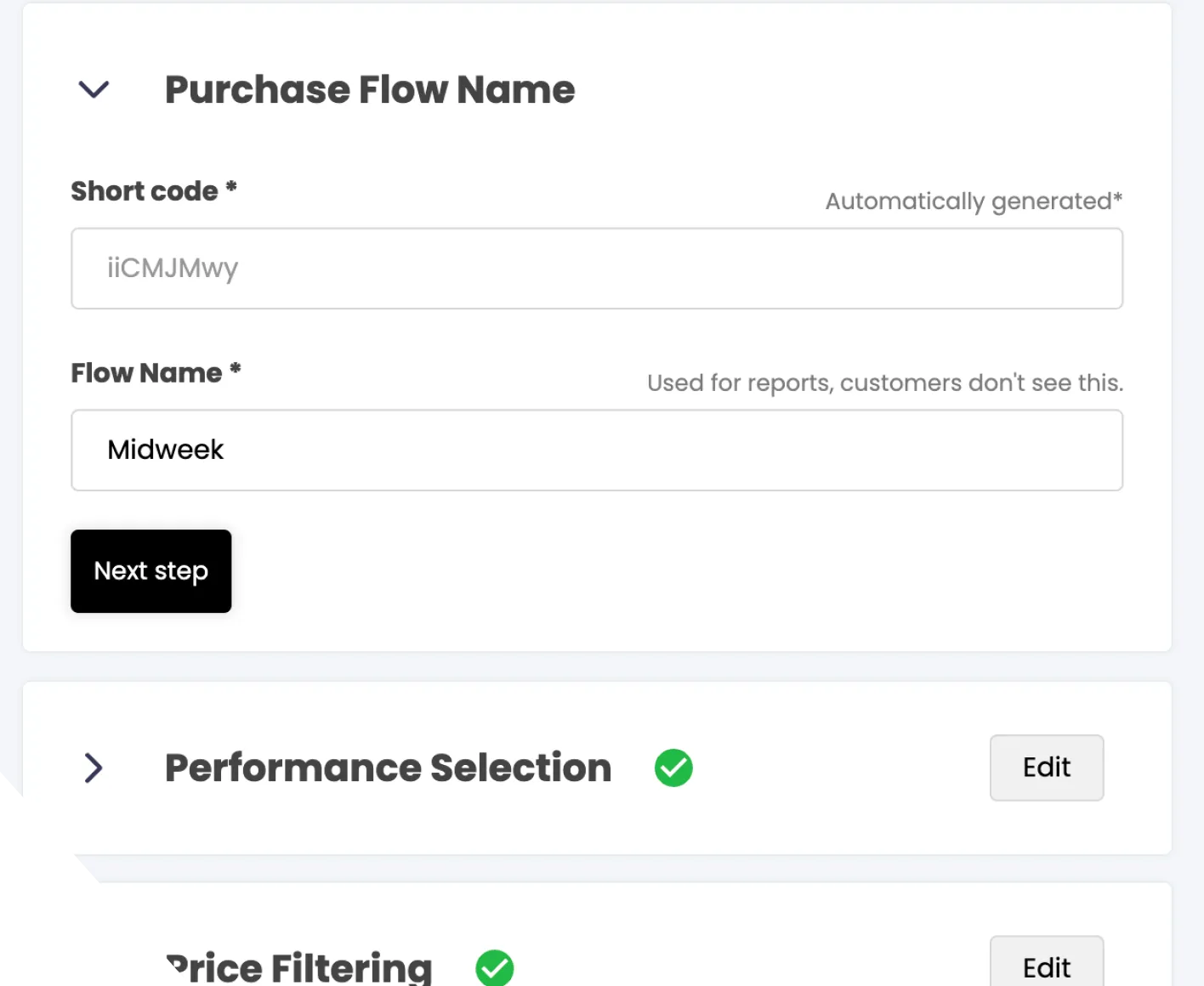 Purchase flow builder TickX
