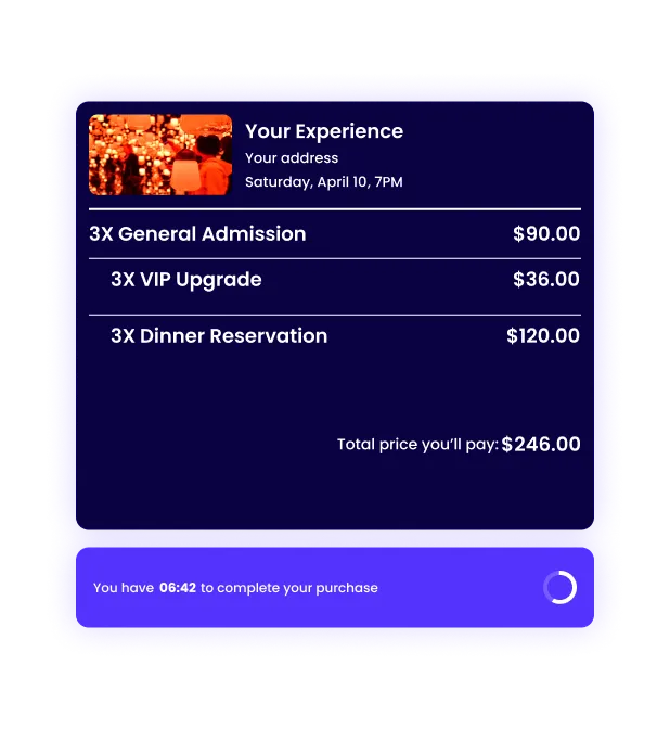 ticket buying checkout experience TickX