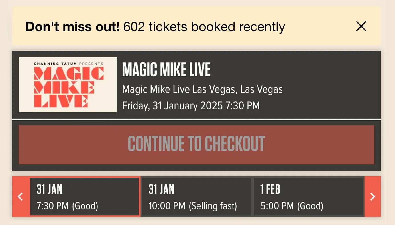 urgency and booking notifications TickX
