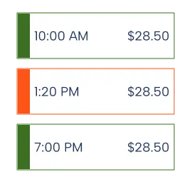 Timeslot selection and visual indicators TickX