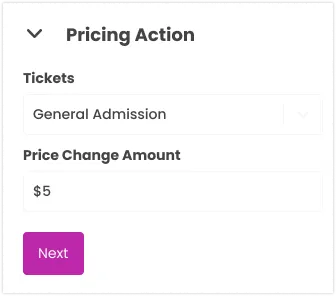 Pricing rule changes amounts and ticket types TickX