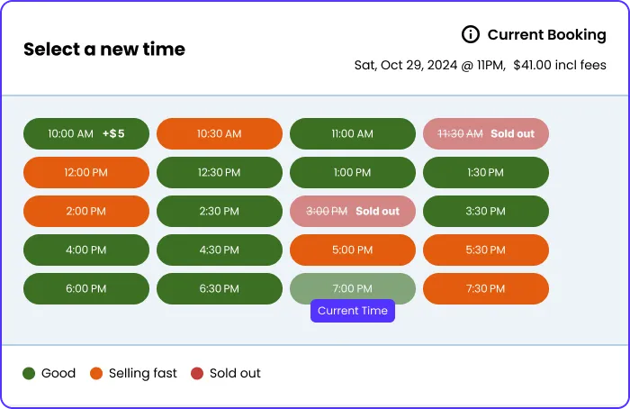post-purchase order update time selection TickX